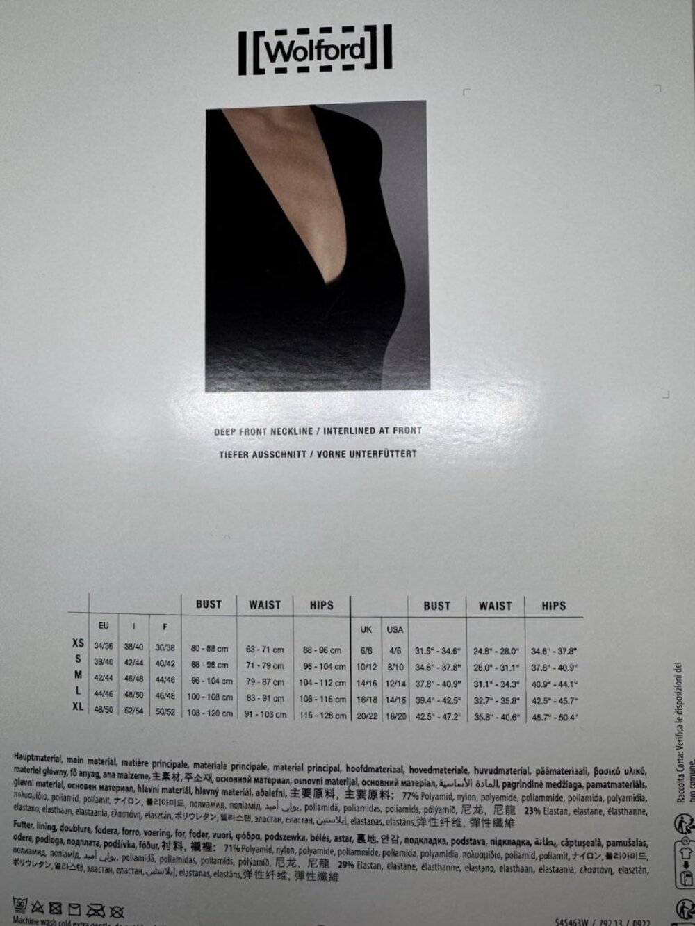 Wolford Deep V String Body Color: Black Size: Small 79213 - Picture 5 of 5